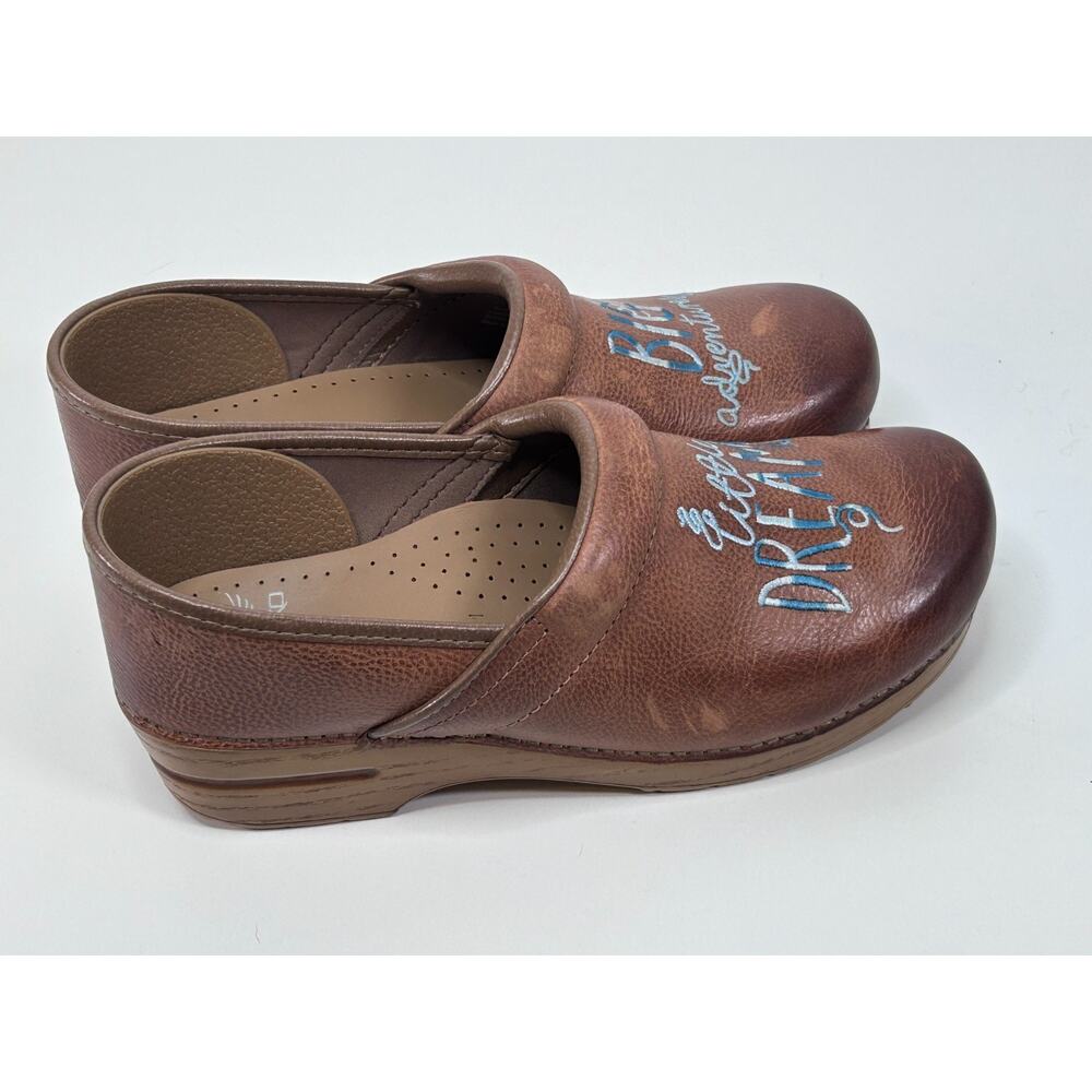 Dansko Clogs Women's Shoes Brown Leather Little Dreams Big Adventures Sz 41 - Picture 5 of 10